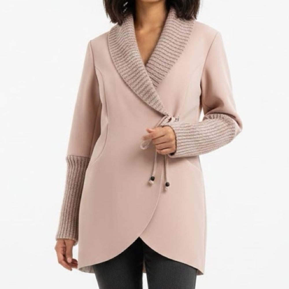 Venus Women's Shawl Collar Jacket Light Pink Blush Size Medium